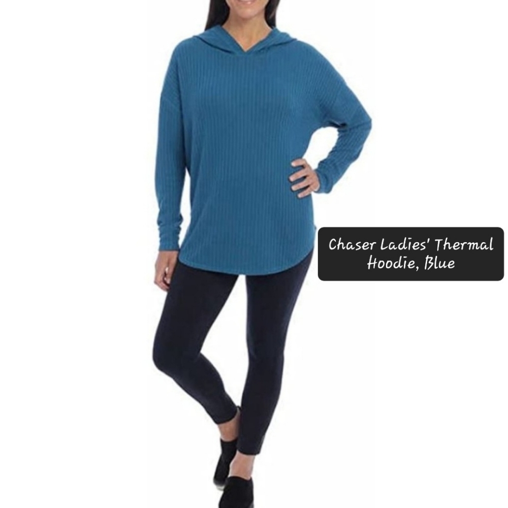 Chaser Ladies' Thermal Hoodie, Blue